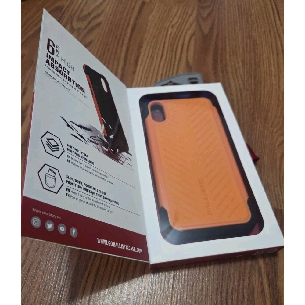 NEW Ballistic Tough Jacket Case Apple iPhone XR Orange Black Drop Tested Sealed - Picture 2 of 3